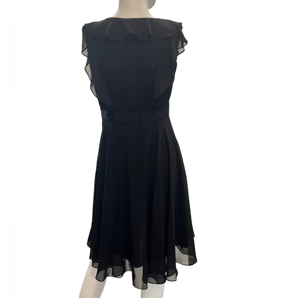 Bice Ruffled Black Midi Fit and Flare‎ Dress Size 6 - Picture 2 of 9